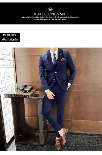 Title 14, Terno masculino casual de três peças com fivela...