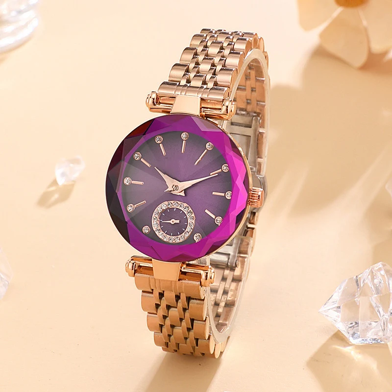 Women's Fashion Simple Cut Quartz Watch Steel Band