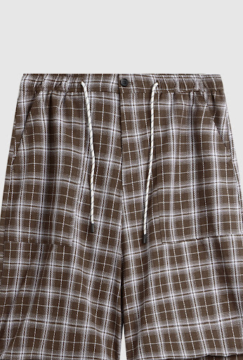 Title 7, Plaid Parachute Wide-leg Pants Loose Casual Tro...