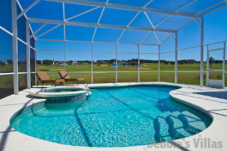 Stunning golf course views across the pool deck on Highlands Reserve