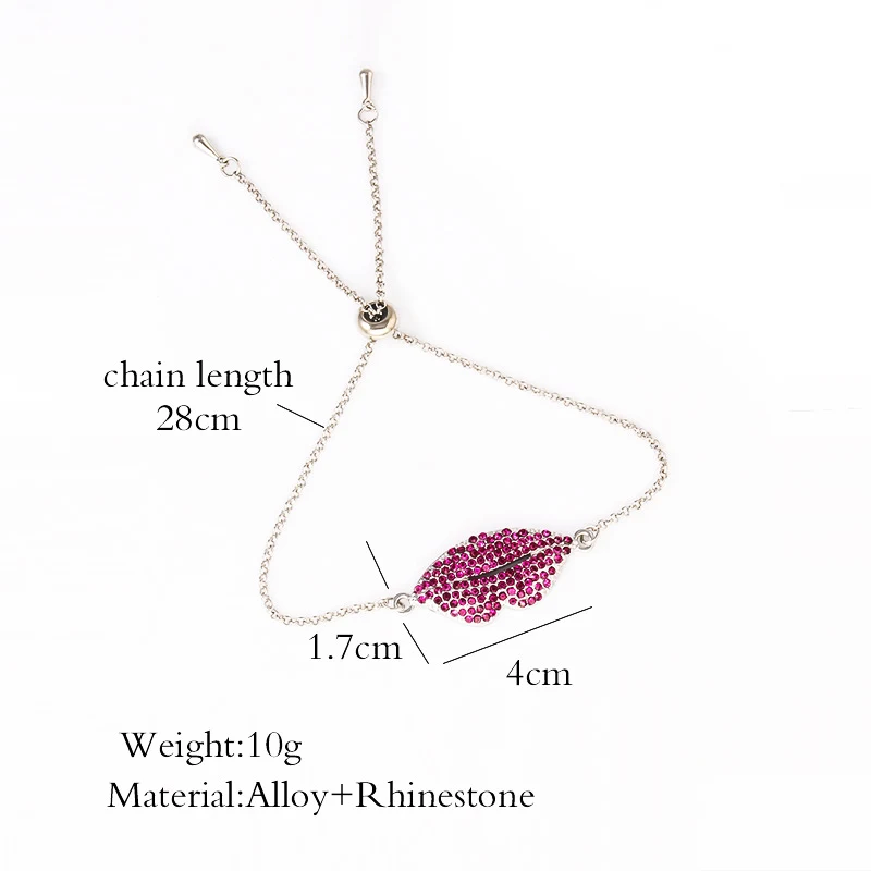 Veelzijdige Lip Armband Legering Volledige Diamant Persoonlijkheid Sieraden – Maak een statement en straal met deze unieke, opvallende armband.