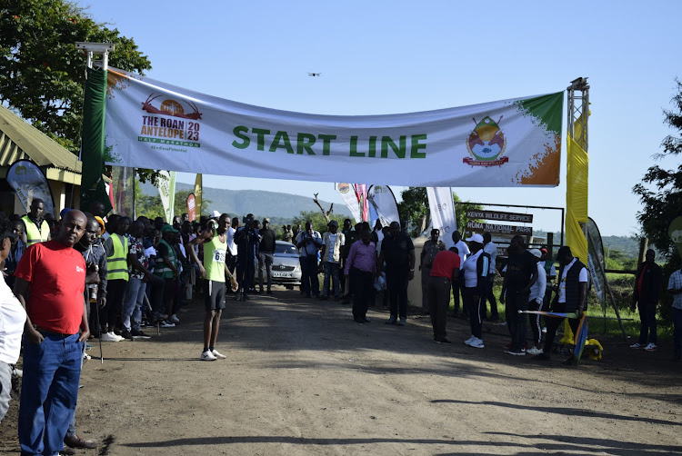 Participants during first edition of Roan Antelope Half Marathon at Ruma National Park in Homa Bay