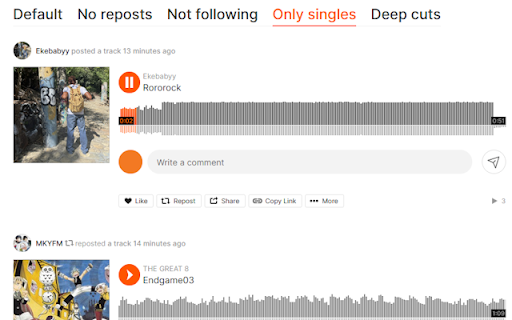 SoundCloud Feed Filter
