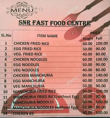 Snr Fast Food Centre menu 