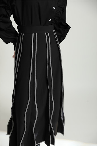 Title 11, Retro drape A-line skirt with irregular flare, ...