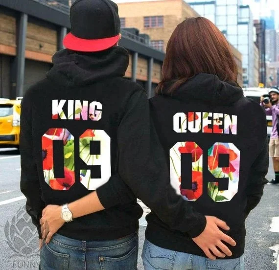 Printed Hooded Long Sleeve Lovers Loose Sweatshirt