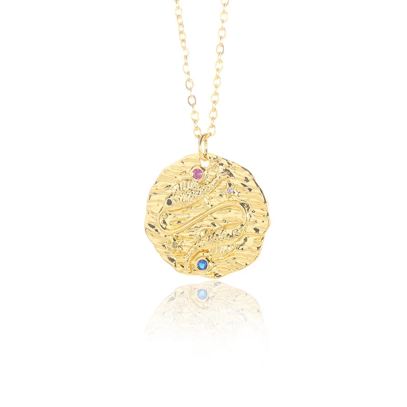 Twaalf Sterrenbeeld Serie Ketting Rond Niche Design. Uniek cadeau om je sterrenbeeld elegant en met stijl te laten zien. Ontdek je identiteit.