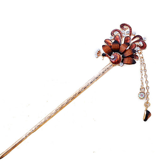 Title 1, Professional peacock alloy hairpin inlaid with ...