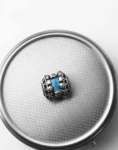 DIY Blue Stone Skull Beads 3mm Hole - 2