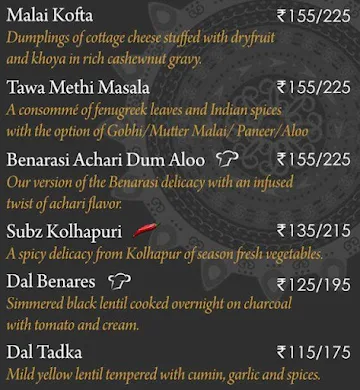 Benares menu 