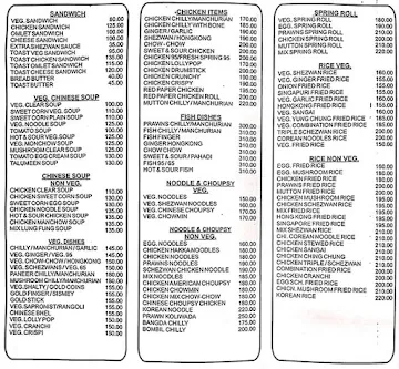 Hotel Canara menu 