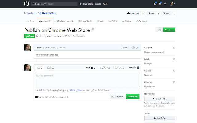 GithubToDos chrome extension
