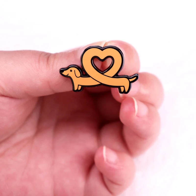 Broche Dachshund Love Distintivo para Animais de Estimação Pin Acessórios, Demonstre seu amor canino com este broche charmoso para roupas ou bolsas
