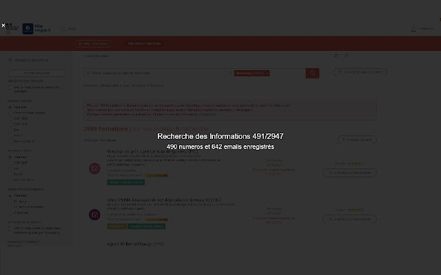 Scraping Pole Emploi Formation chrome extension
