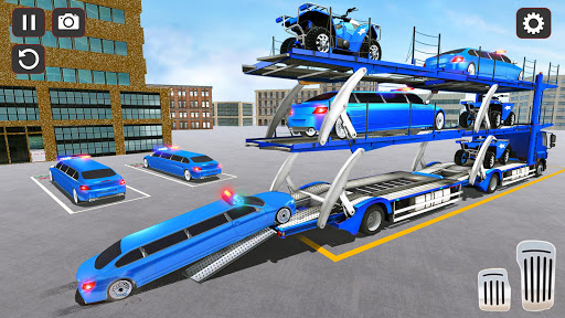 US Police Car Limo Transport Game Car Transporter