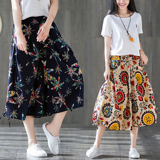 Title 9, Womens Cotton Linen Ethnic Print Bloomers. Com...