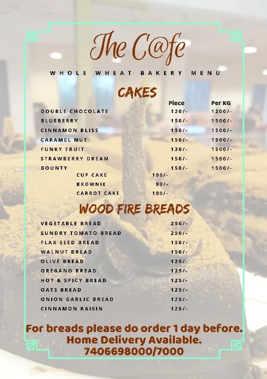 The Cafe menu 