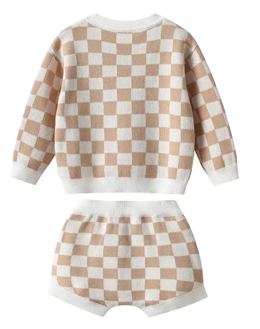 Kinderen katoenen geruite sweater s - 3