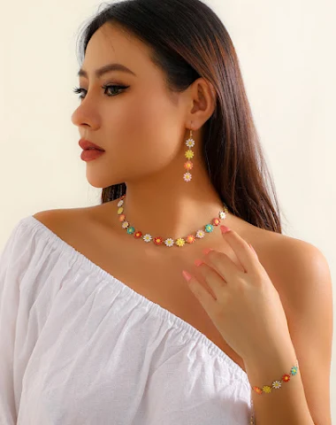 Fashionable Colorful Oil Flower Ear - 1