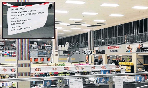 CLOSED: The clothing and textile department at Superspar Spargs in Beacon Bay is has been closed off indefinitely after its toy section caught fire in the early hours of Thursday morning.