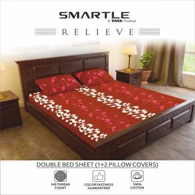 Smartle Double Bedsheet Abstrate Red Pack Of 1