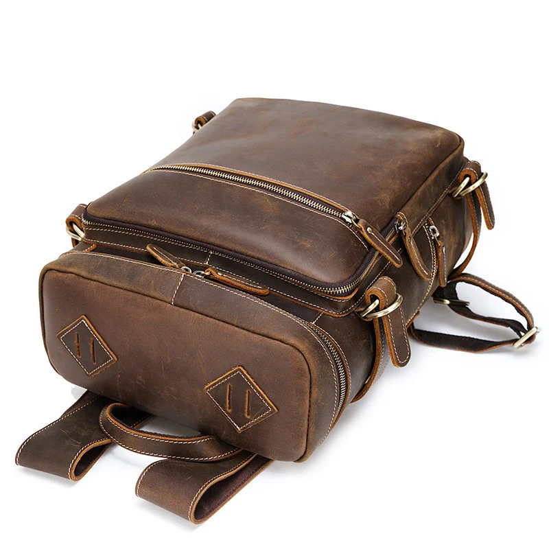 Title 5, Bolsa masculina de couro Retro Crazy Horse, gra...