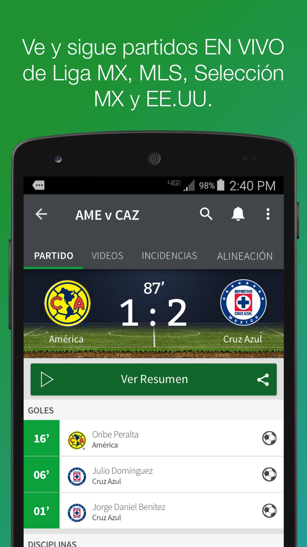 Android application TUDN: TU Deportes Network screenshort