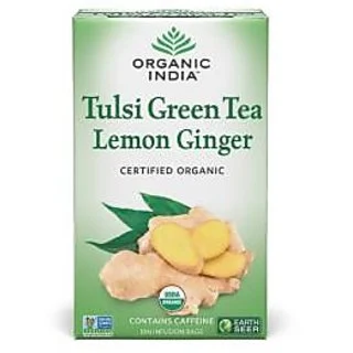 Organic India Tulsi Green Tea Lemon Ginger 18 Pc