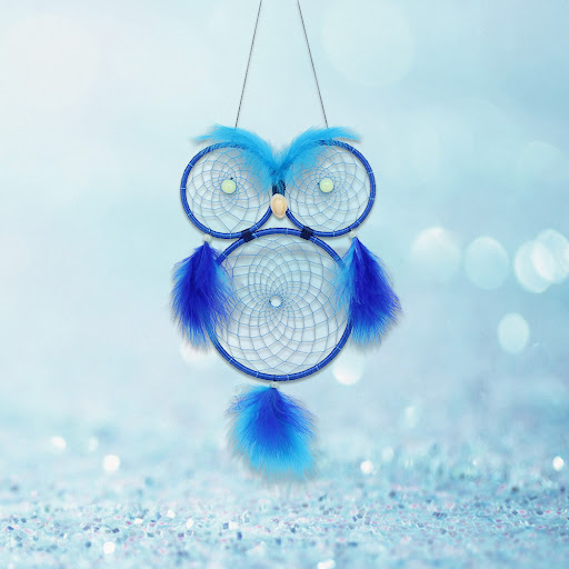 Title 5, Creative Luminous Bead Owl Dreamcatcher, handcr...