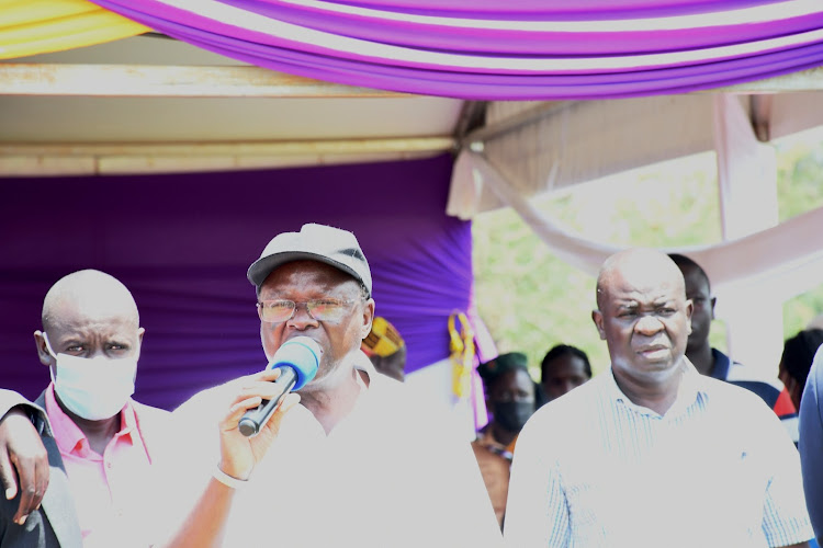 Nambale MP John Bunyasi speaks during the event.