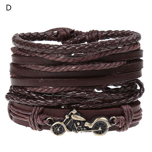 Title 1, 4 Piece Turquoise Braided Leather Bracelet. Sty...