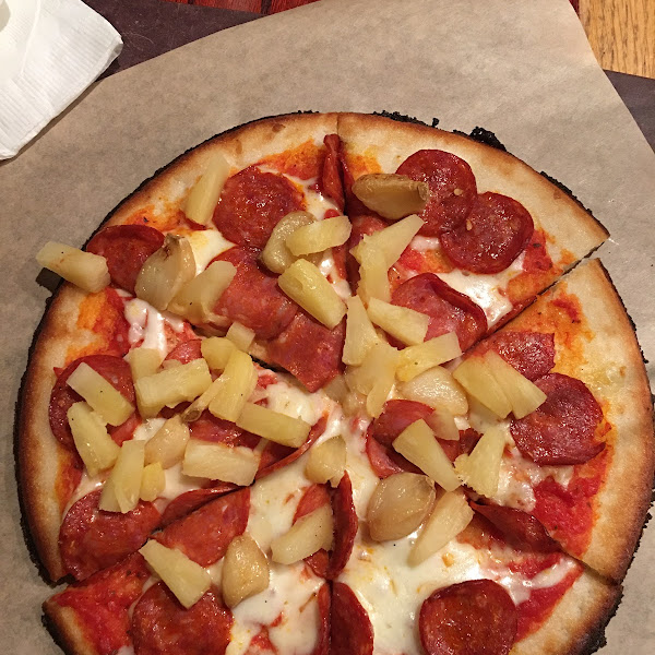 Pepperoni, Pineapple and Roasted Garlic Gluten Free Pizza