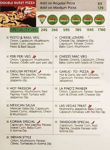 La Pino'z Pizza menu 