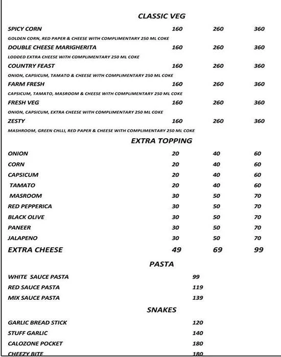 Hariram Famous Pizza menu 