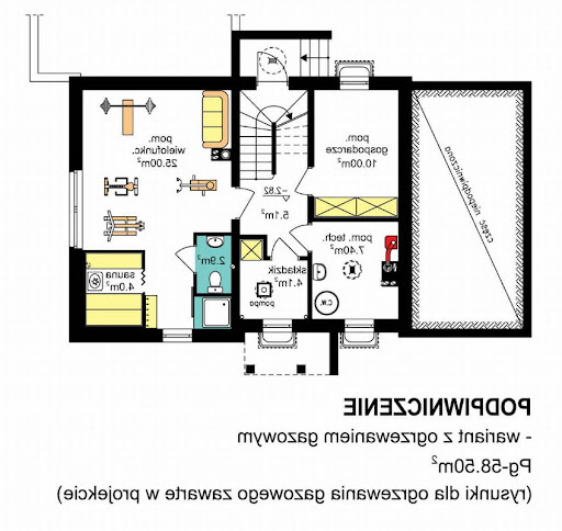 BW-36 wariant 14 podpiwniczony - Rzut piwnicy - wariant z ogrzewaniem gazowym