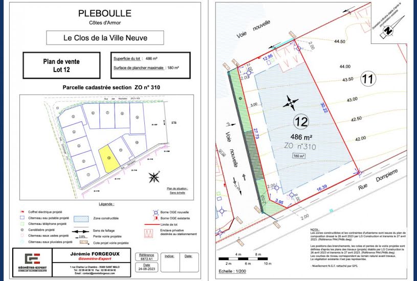  Vente Terrain à bâtir - à Pléboulle (22550) 