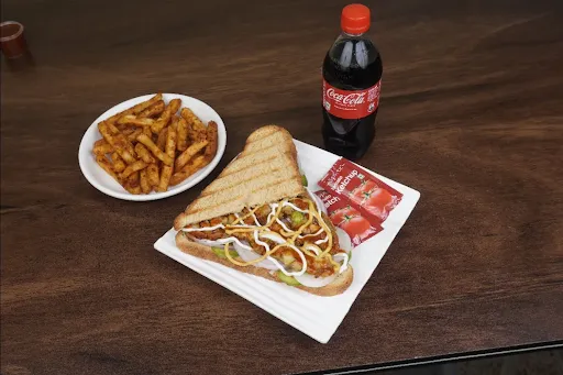 Crispy Cheese Grilled Sandwich With Fries And Coke [250 Ml]