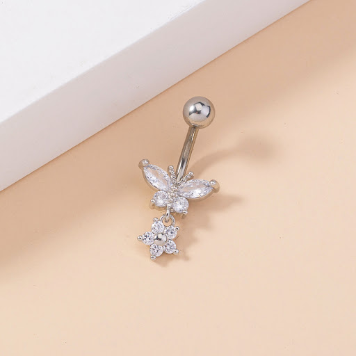 Title 1, Micro-inlaid Butterfly Belly Button Piercing wi...