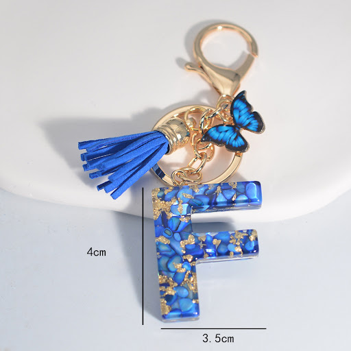 Title 15, New Resin Blue Stone Letter Butterfly Tassel Le...