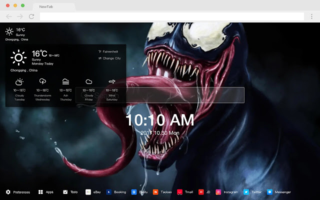 Venom HD Wallpaper Marvel New Tab Theme