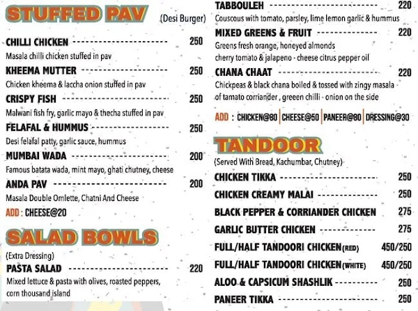 The Bowl Box menu 