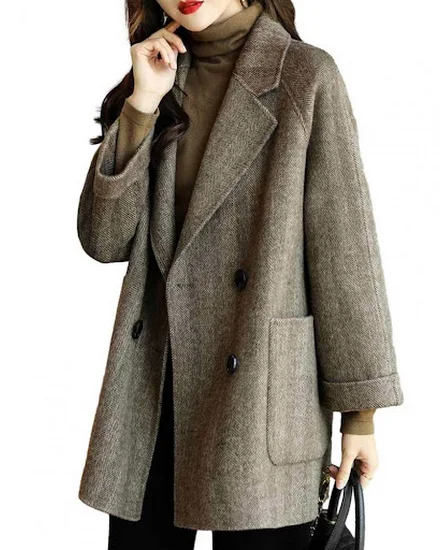 Ladies Outwear Clothes Elegant Women's Woolen Jacket with... - 3