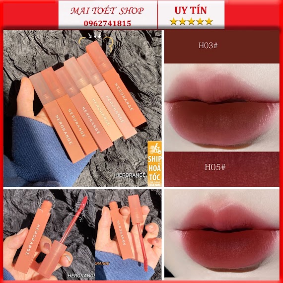 Son kem lì Herorange chính hãng nội địa trung 6 màu hottrend, set son 3D  mềm mịn, bám dính, lâu trôi, chống thấm nước. | Shopee Việt Nam