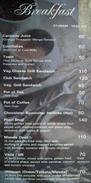 Siddharth Palace Restaurant menu 