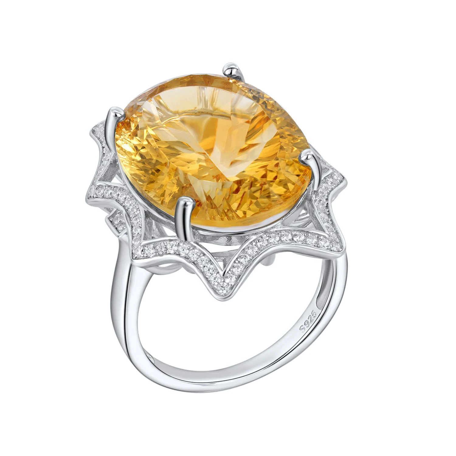 Title 4, Bague topaze large en cristal naturel, style eu...