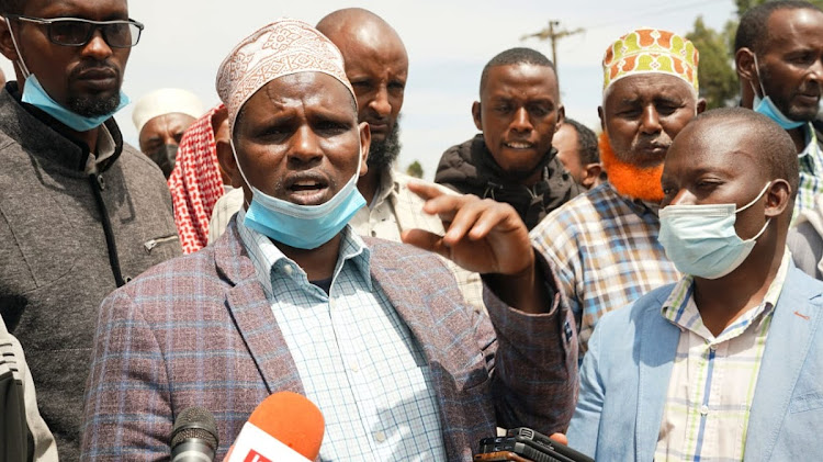 Abdikadir Abdullai, elder brother of slain DCI officer Abdullahi Adow at Iten County Referral Hospital Mortuary in Iten on Tuesday, January 25, 2022