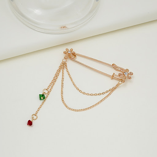 Title 6, Fashion brooch clothing accessory with chain an...