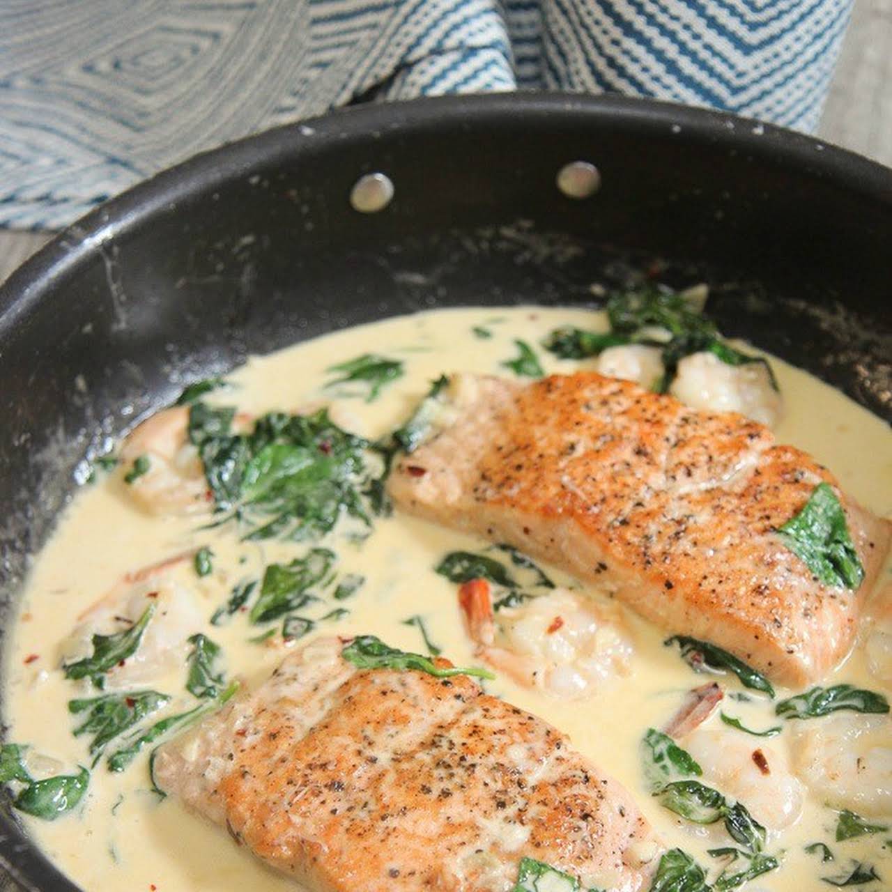 Creamy Garlic Salmon And Shrimp