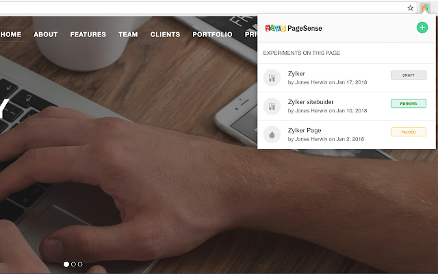 Zoho PageSense chrome extension