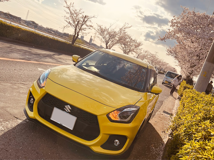 スイフトスポーツの桜とコラボ🌸・サクラと愛車・桜・ドライブに関するカスタム事例の投稿画像1枚目